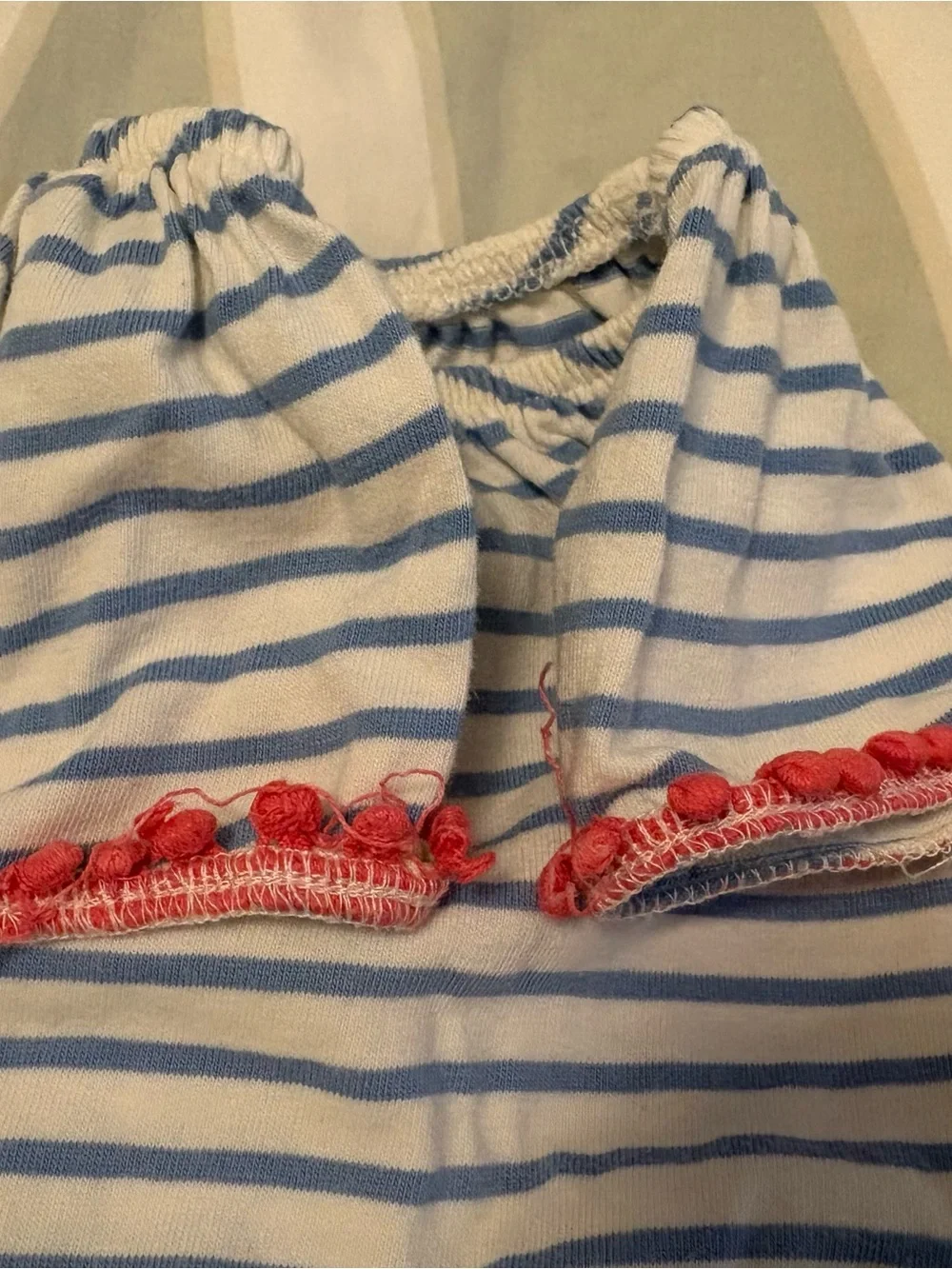 Baby Boden Blue & Pink Striped Top with Pink Tropical Animal Leggings